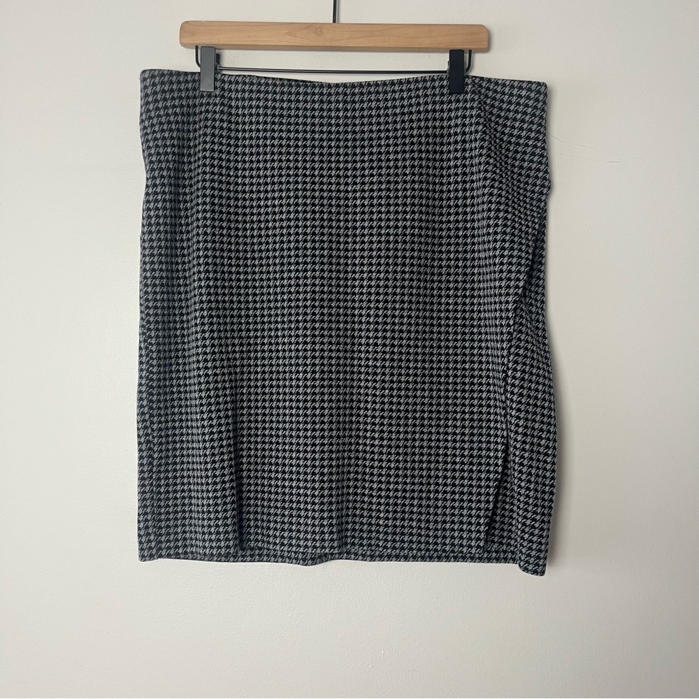 J. Jill Faux Wrap Ponte Knit Houndstooth‎ Stretchy Skirt Large
